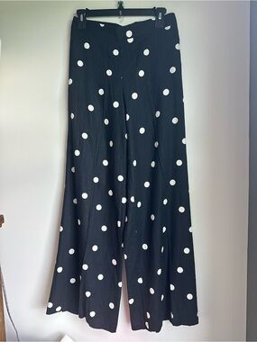 Revolve Camila Coelho Black & White Polka Dot Wide-Leg Trouser summer chic